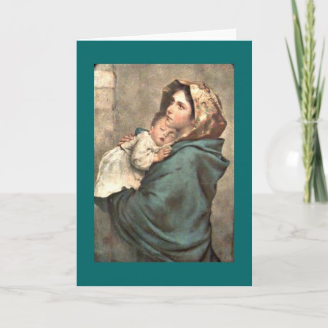 Madonna mit Scarf Holds Feiertagskarte (Vorderseite)