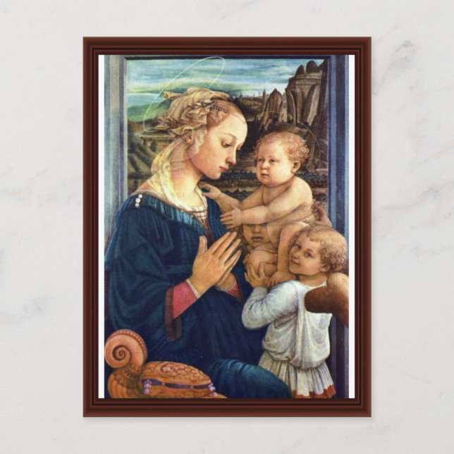 Madonna mit zwei Engeln von Lippi Fra Filippo Postkarte (Vorderseite)