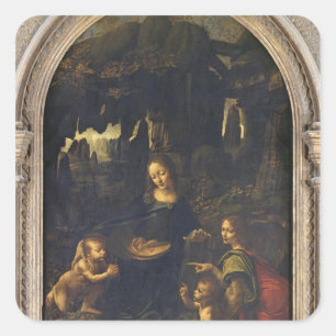 Madonna of the Rocks, c.1478 Quadratischer Aufkleber