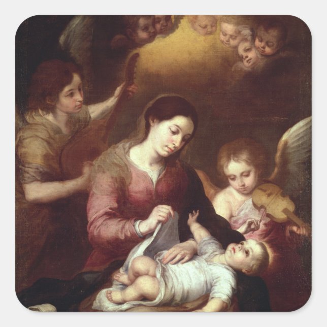 Madonna Quadratischer Aufkleber (Vorderseite)