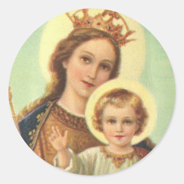 Madonna segnete Mary mit dem Baby Jesus Runder Aufkleber (Vorderseite)