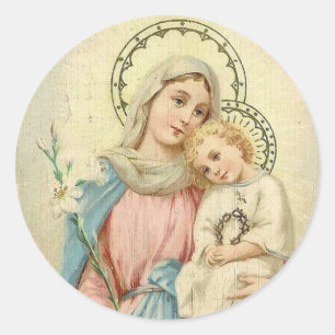 Madonna segnete Mary mit dem Baby Jesus Runder Aufkleber