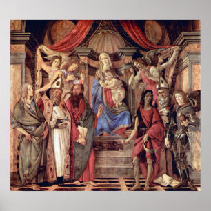 Madonna-Thron von Engeln und von Heiligen Poster
