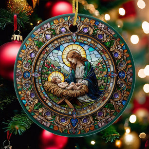 Madonna und Baby Jesus Religiöse Weihnachten Keramik Ornament