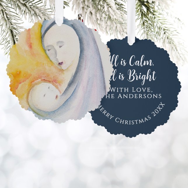 Madonna und Child Midnight Blue Keepake Gruß Ornament Karte (Von Creator hochgeladen)