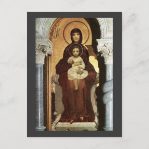 Madonna und das Baby Jesus auf Throne Postkarte