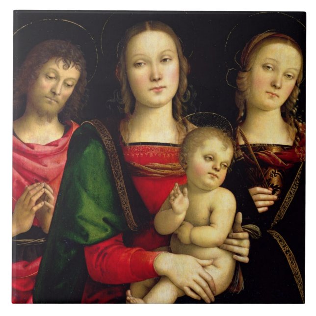 Madonna und das Kind mit Johannes der Baptist Fliese (Vorderseite)
