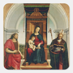 Madonna und das Kind Quadratischer Aufkleber