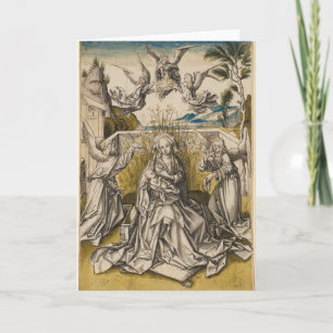 Madonna und Engel in einer Landschaft c.1500 Karte