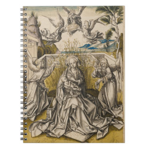 Madonna und Engel in einer Landschaft c.1500 Notizblock