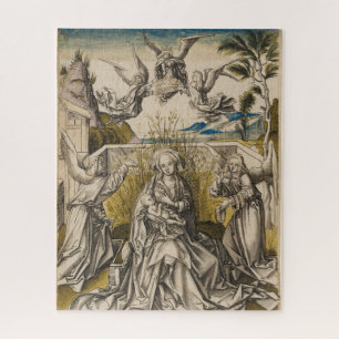 Madonna und Engel in einer Landschaft   c.1500 Puzzle