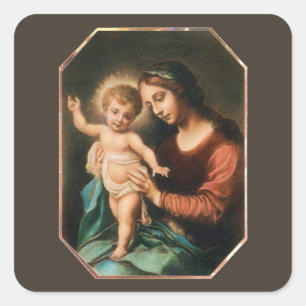 Madonna und Jesus Quadratischer Aufkleber