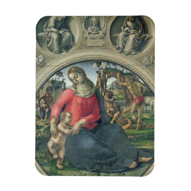 Madonna und Kind, 1490-95 (Öl auf Tafel) Magnet (Vertikal)