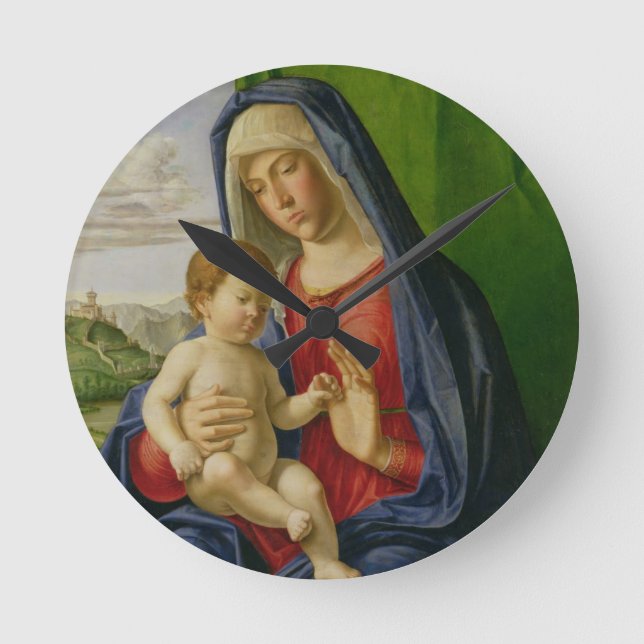 Madonna und Kind, 1490er Runde Wanduhr (Vorderseite)