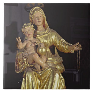 Madonna und Kind, 17. Jahrhundert (vergoldetes Fliese