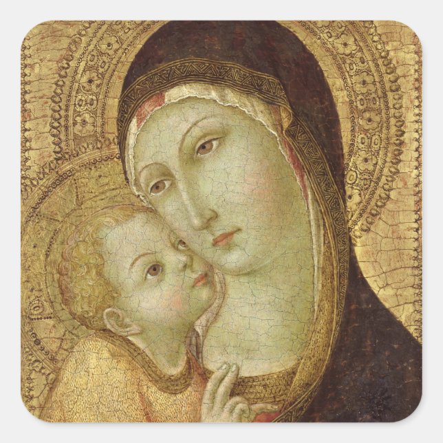 Madonna und Kind 2 Quadratischer Aufkleber (Vorderseite)