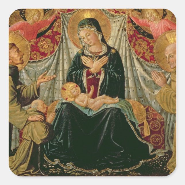 Madonna und Kind 2 Quadratischer Aufkleber (Vorderseite)