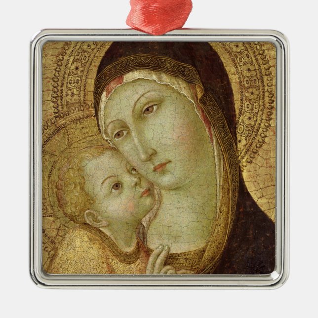 Madonna und Kind 2 Silbernes Ornament (Vorne)