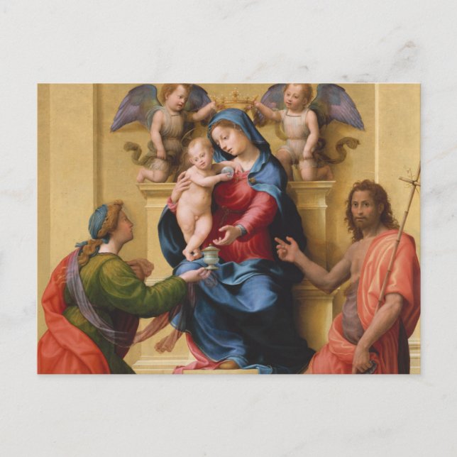 Madonna und Kind begeistert von Heiligen Maria Postkarte (Vorderseite)