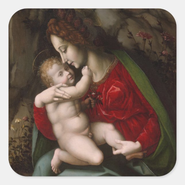 Madonna und Kind, ca. 1520 Quadratischer Aufkleber (Vorderseite)