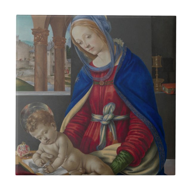 Madonna und Kind, circa 1483-4 Fliese (Vorderseite)