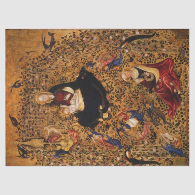MADONNA UND KIND DER ROSE BOWER, ANGELN Weihnachte Seidenpapier (Vorderseite)
