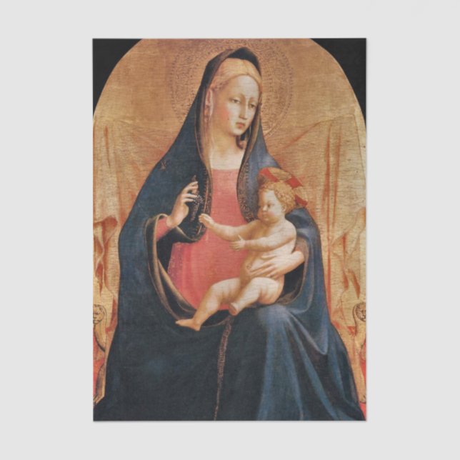 Madonna und Kind der Trauben von Fra Angelico Seidenpapier (Vorderseite)