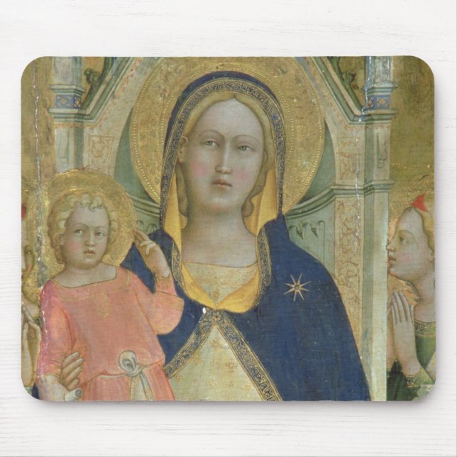 Madonna und Kind, die mit Heiligen inthronisiert Mousepad (Vorne)