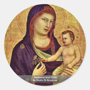 Madonna und Kind durch Giotto Di Bondone Runder Aufkleber