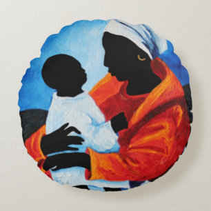 Madonna und Kind - erste Wörter 2008 Rundes Kissen