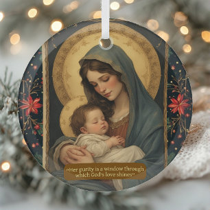 Madonna und Kind Ewige Gnade Vintage Minimalistisc Ornament Aus Glas
