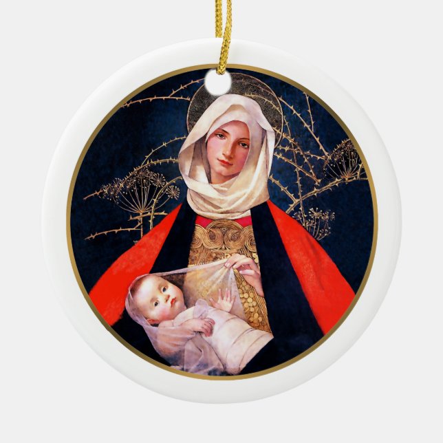 Madonna und Kind. Fine Art Christmas Geschenk Keramik Ornament (Vorne)