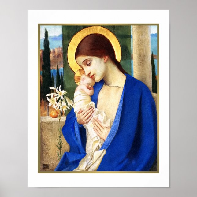 Madonna und Kind. Fine Art Christmas Geschenk Prin Poster (Vorne)
