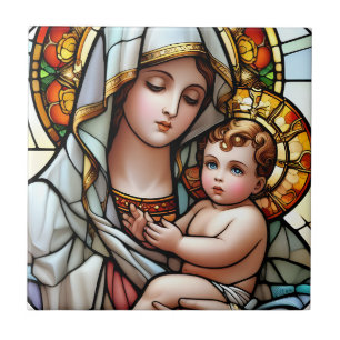 Madonna und Kind Fliese
