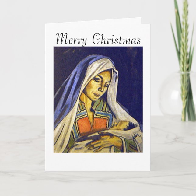 Madonna und Kind, frohe Weihnachten (Vorderseite)