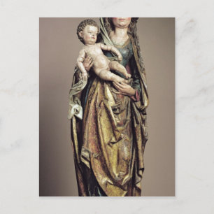 Madonna und Kind, Holzskulptur Postkarte