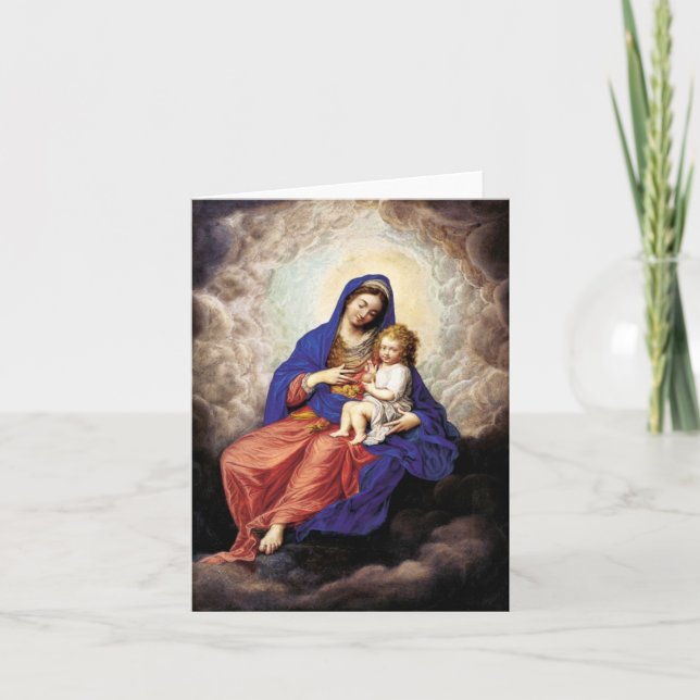 Madonna und Kind in Ruhm Feiertagskarte (Vorderseite)