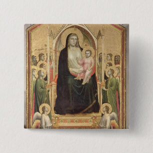 Madonna und Kind inthronisiert, c.1300-03 Button