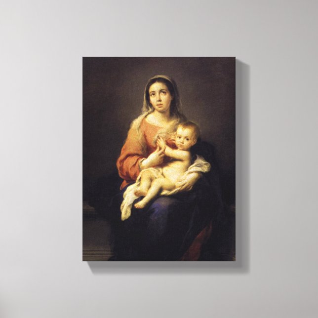Madonna und Kind - Jungfrau Mary - Murillo Leinwanddruck (Vorderseite)