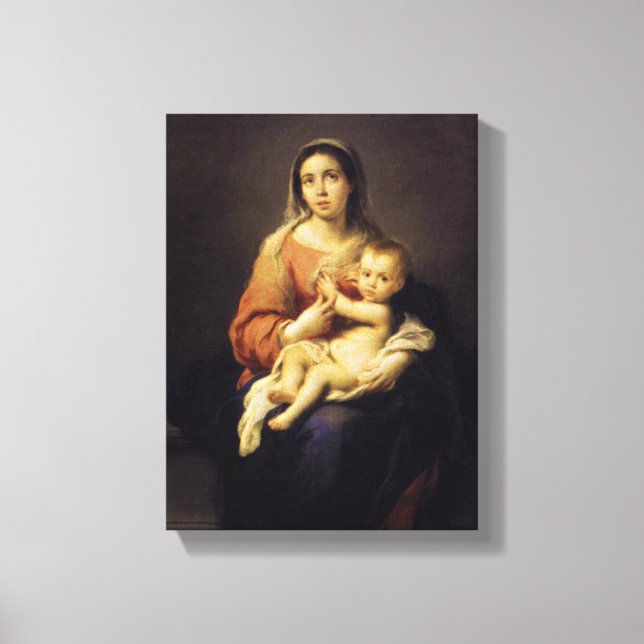 Madonna und Kind - Jungfrau Mary - Murillo Leinwanddruck (Vorderseite)