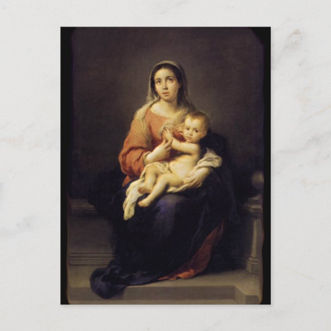 Madonna und Kind - Jungfrau Mary - Murillo Postkarte (Vorderseite)