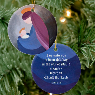 Madonna und Kind - Lukas 2:11 Weihnachtsbaumschmuc Keramik Ornament