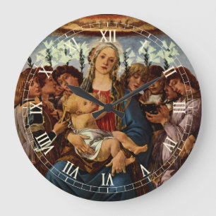 Madonna und Kind mit acht Engeln von Botticelli Große Wanduhr
