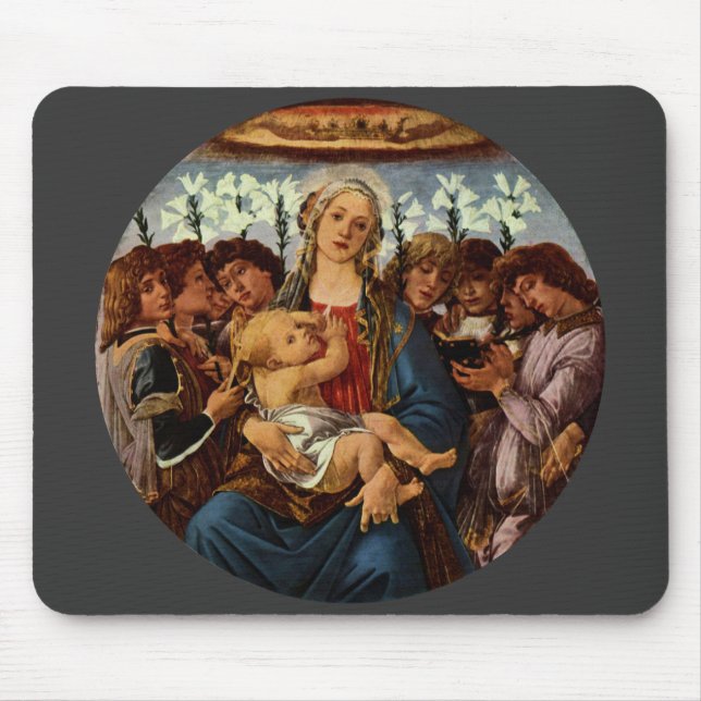 Madonna und Kind mit acht Engeln von Botticelli Mousepad (Vorne)