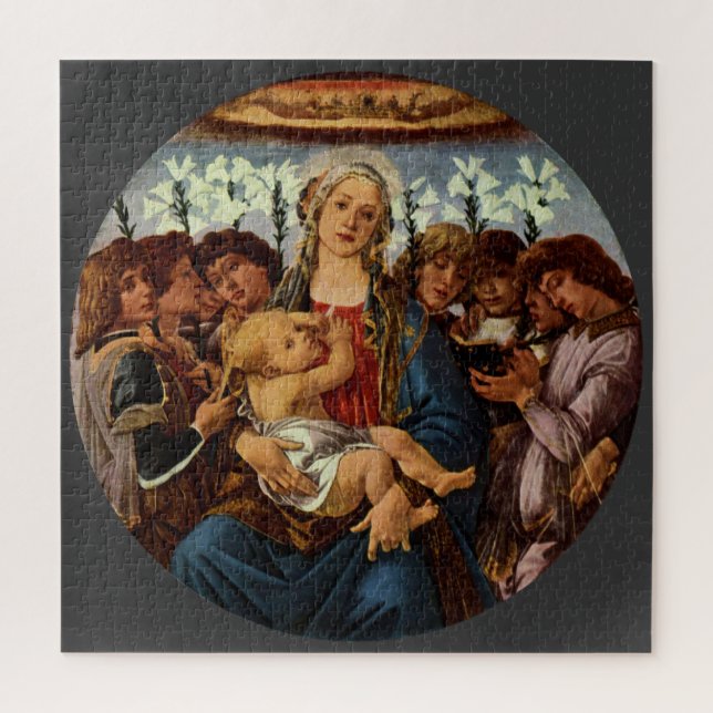 Madonna und Kind mit acht Engeln von Botticelli Puzzle (Vertikal)