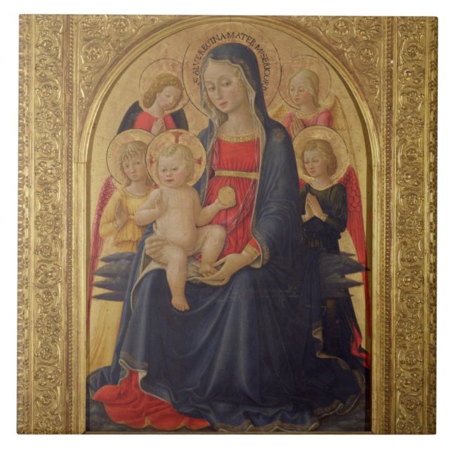 Madonna und Kind mit Engeln, c.1467 (Öl auf Fliese (Vorderseite)