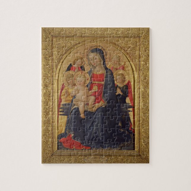 Madonna und Kind mit Engeln, c.1467 (Öl auf Puzzle (Vertikal)