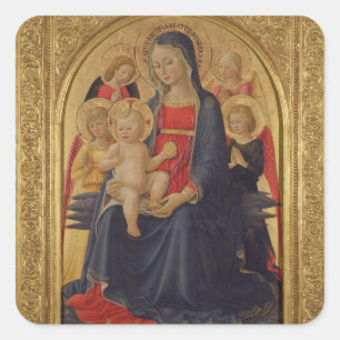 Madonna und Kind mit Engeln, c.1467 (Öl auf Quadratischer Aufkleber