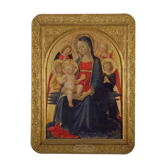 Madonna und Kind mit Engeln, c.1467 (Öl auf Scheib Magnet (Vertikal)