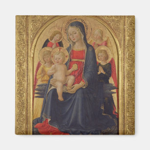 Madonna und Kind mit Engeln, c.1467 (Öl auf Scheib Magnet